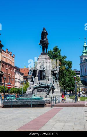 8. juli 2023: Krakau, Polen: Grunwald-Denkmal auf dem Matejko-Platz in der Krakauer Altstadt Stockfoto