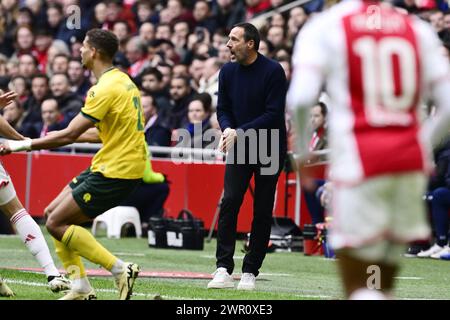 John va't Schip, Trainer von Ajax Amsterdam, reagiert auf das niederländische Eredivisie-Spiel zwischen Ajax Amsterdam und Fortuna Sittard in der Johan Cruijff Arena am 10. März 2024 in Amsterdam. ANP OLAF KRAAK Stockfoto