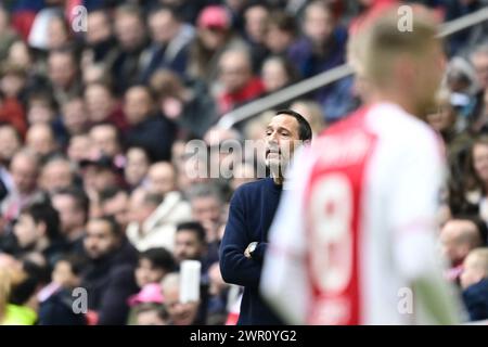 AMSTERDAM - Ajax Trainer John va't Schip während des niederländischen Eredivisie-Spiels zwischen Ajax Amsterdam und Fortuna Sittard in der Johan Cruijff Arena am 10. März 2024 in Amsterdam, Niederlande. ANP OLAF KRAAK Stockfoto