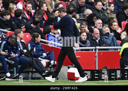 AMSTERDAM - Ajax Trainer John va't Schip während des niederländischen Eredivisie-Spiels zwischen Ajax Amsterdam und Fortuna Sittard in der Johan Cruijff Arena am 10. März 2024 in Amsterdam, Niederlande. ANP OLAF KRAAK Stockfoto