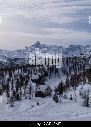 Winterlandschaft rund um Claviere, Italien Stockfoto
