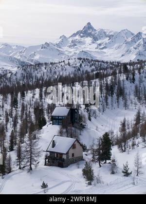 Wunderschöne Winterlandschaft rund um Claviere, Italien Stockfoto