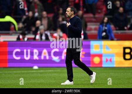 AMSTERDAM - Ajax Trainer John va't Schip nach dem niederländischen Eredivisie-Spiel zwischen Ajax Amsterdam und Fortuna Sittard in der Johan Cruijff Arena am 10. März 2024 in Amsterdam, Niederlande. ANP OLAF KRAAK Stockfoto