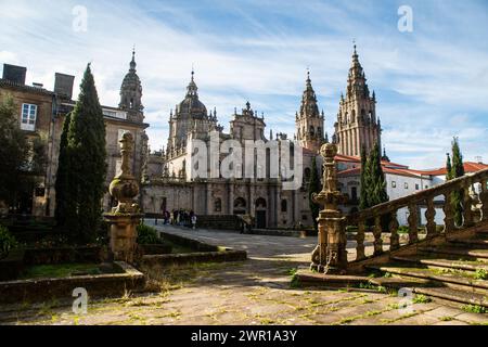 Kathedrale von San Martino Pinario Kloster Garten, Santiago de Compostela, Galicien, Spanien Stockfoto