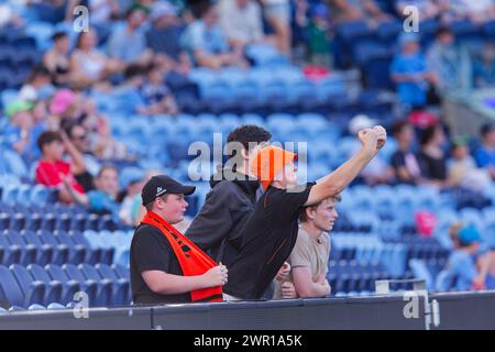 Sydney, Australien. März 2024. Die Fans von Brisbane Roar zeigten ihre Unterstützung beim A-League Men Rd20 Spiel zwischen Sydney FC und Brisbane Roar im Allianz Stadium am 10. März 2024 in Sydney, Australien Credit: IOIO IMAGES/Alamy Live News Stockfoto