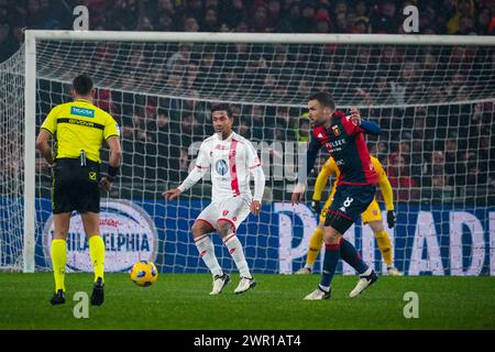 Genua, Italien. März 2024. Kevin Strootman, während des CFC Genoa vs AC Monza, Serie A, im Luigi Ferraris Stadium. Quelle: Alessio Morgese/Alessio Morgese/Emage/Alamy Live News Stockfoto