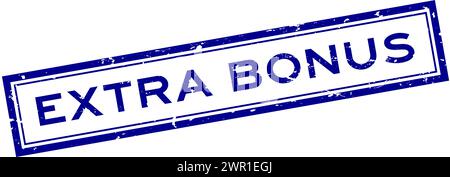 Grunge Blue extra Bonuswort quadratischer Gummisiegelstempel auf weißem Hintergrund Stock Vektor