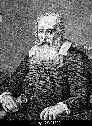 Galileo Galilei (1564-1642). Nach Justus Sustermans (1597-1681). Galileo Galilei war ein italienischer Astronom, Physiker und Ingenieur. Galileo wurde als Vater der Beobachtungsastronomie, der klassischen Physik der Neuzeit, der wissenschaftlichen Methode und der modernen Wissenschaft bezeichnet. Stockfoto