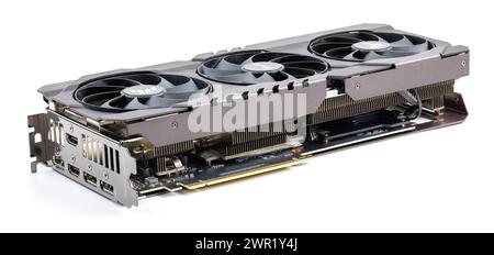NVIDIA RTX 3060 OC 12g TUF Gaming Grafikkarte auf weißem Hintergrund Stockfoto