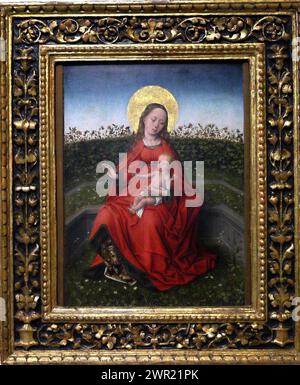 Italien Emilia Romagna Bologna - nationale Kunstgalerie - Madonna und Kind in einem Rosengarten - 1480. Flämischer Meister aus dem 15. Jahrhundert. Stockfoto