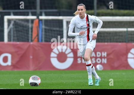 Roma, Latium. März 2024. Julia Piga aus Mailand beim Spiel der Serie A Frauen 2023-2024 zwischen Roma Frauen und Mailand Frauen im Tre Fontane Stadion in Rom, Italien, 10. März 2024. Quelle: massimo insabato/Alamy Live News Stockfoto