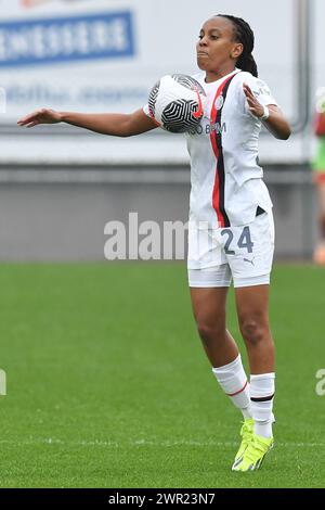 Roma, Latium. März 2024. Emelyne Laurent aus Mailand während des Spiels der Serie A Frauen 2023-2024 zwischen Roma Frauen und Mailand Frauen im Tre Fontane Stadion in Rom, Italien, 10. März 2024. Quelle: massimo insabato/Alamy Live News Stockfoto