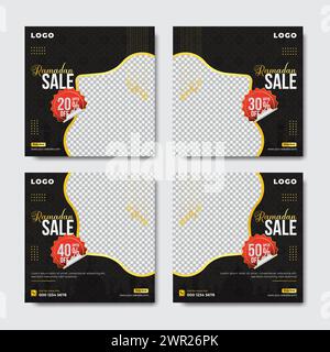 4 Verschiedene Ramadan Kareem Verkaufsangebot Rabatte Social Media Banner Post Design Set Vorlage Stock Vektor