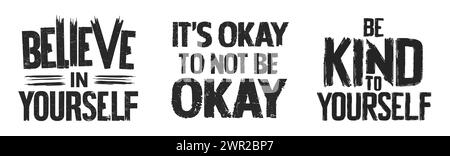 Zitate: Handschrift, Kunstset positive Gedanken. Stock Vektor