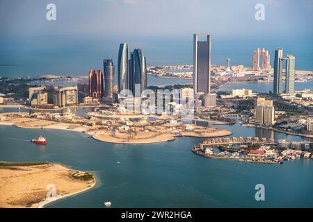 Luftbild der Stadt Abu Dhabi, Panorama Stockfoto