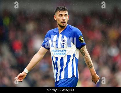 Brighton und Hove Albions Jakub Moder während des Premier League Spiels im American Express Stadium in Brighton. Bilddatum: Sonntag, 10. März 2024. Stockfoto