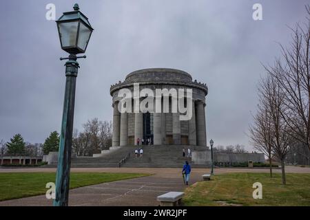 Vincennes, IN, USA, 3. März 2024: George Rogers Clark National Historical Park am Ufer des Wabash River an einem Ort, an dem man vermutet, dass es sich um einen Ort handelt Stockfoto