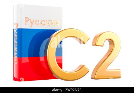 C2 Russische Ebene, Konzept. C2-Kenntnisse. 3D-Rendering isoliert auf weißem Hintergrund Stockfoto