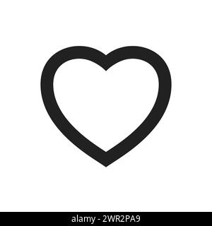 Herzsymbol. Schwarze Herzform isoliert auf weißem Hintergrund. Grafik für Design-Hochzeitsfeiern. Romantische Drucke. Niedlicher, einfacher Rahmen. Hochzeitsfeier Stock Vektor