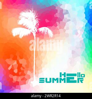 Palmen abstrakter Hintergrund. Hallo, Poster für das Sommercamp. Handzeichnung. Nicht AI. Vektorabbildung Stock Vektor
