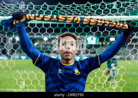 Viborg, Dänemark. März 2024. Noah Nartey von Broendby, WENN er nach dem 3F Superliga-Spiel zwischen Viborg FF und Broendby IF in der Energy Viborg Arena in Viborg gesehen wurde. (Foto: Gonzales Photo/Alamy Live News Stockfoto