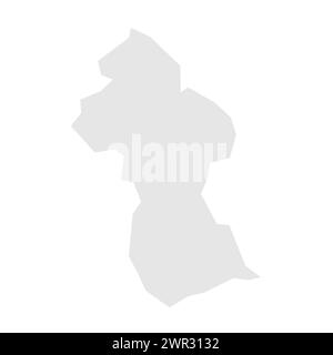 Vereinfachte Karte des Guyana Country. Hellgraue Silhouette mit scharfen Ecken auf weißem Hintergrund. Einfaches Vektorsymbol Stock Vektor