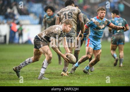 Featherstone, Großbritannien. März 2024. Harry Bowes von den Featherstone Rovers. Rugby League Betfred Challenge Cup, Featherstone Rovers vs Wakefield Trinity im Millennium Stadium, Featherstone, UK Credit: Dean Williams/Alamy Live News Stockfoto