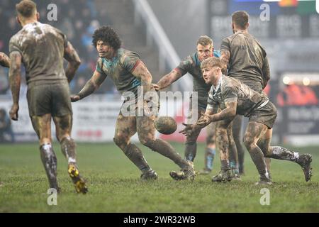 Featherstone, Großbritannien. März 2024. Thomas Lacans von den Featherstone Rovers. Rugby League Betfred Challenge Cup, Featherstone Rovers vs Wakefield Trinity im Millennium Stadium, Featherstone, UK Credit: Dean Williams/Alamy Live News Stockfoto