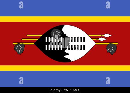 Eswatini Vektorflagge in offiziellen Farben und 3:2-Seitenverhältnis. Stock Vektor