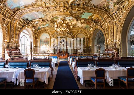 Art déco-Restaurant, Le Train Bleu, Jugendstil, Gare de Lyon, Paris, Frankreich Stockfoto