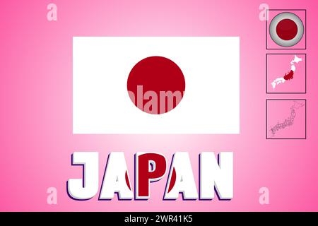 Japan Flagge und Karte in Vektorabbildung Stock Vektor
