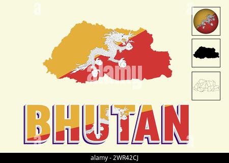 Bhutan und Karte in Vektorillustration Stock Vektor