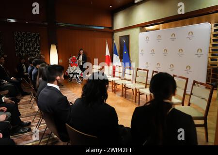 Tokio, Japan. März 2024. Atsuko Nakamura Judo : französisches Frauenteam das Austauschtreffen mit der japanischen Frauenteam in der französischen Botschaft in Tokio. Quelle: AFLO SPORT/Alamy Live News Stockfoto
