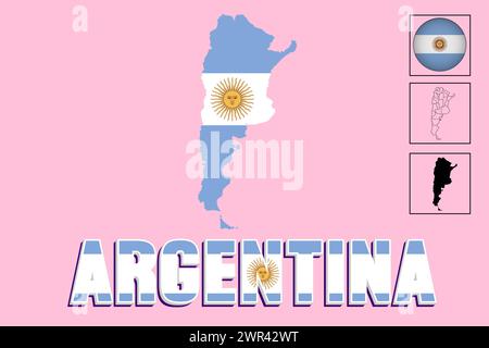 Argentinien Flagge und Karte in Vektorillustration Stock Vektor