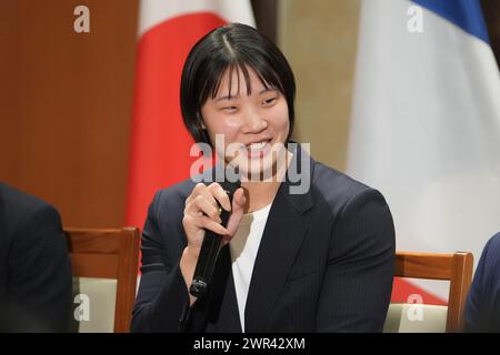 Tokio, Japan. März 2024. Saki Niizoe (JPN) Judo : französisches Frauenteam das Austauschtreffen mit dem japanischen Frauenteam in der Botschaft Frankreichs in Tokio, Japan. Quelle: AFLO SPORT/Alamy Live News Stockfoto