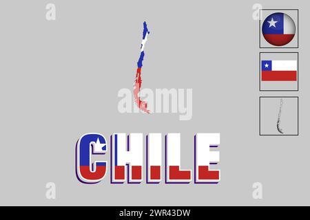 Chile Flagge und Karte in Vektorillustration Stock Vektor