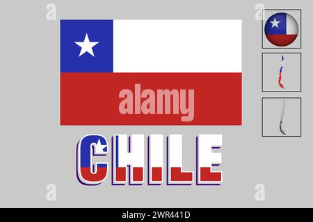 Chile-Karte und Chile-Flaggenvektorzeichnung Stock Vektor