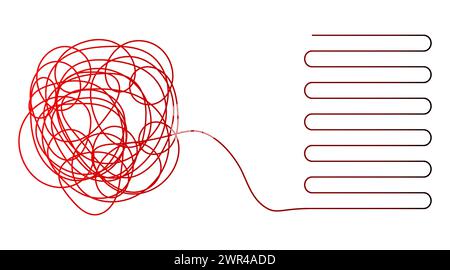 Verwirrung und Entwirrung, Psychotherapie und Psychologie Konzept Vektorlinie Illustration. Stock Vektor