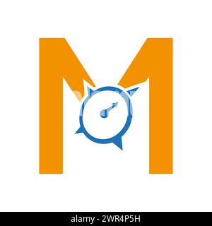 Letter M Navigator Kompasssymbol Vektorvorlage Stock Vektor