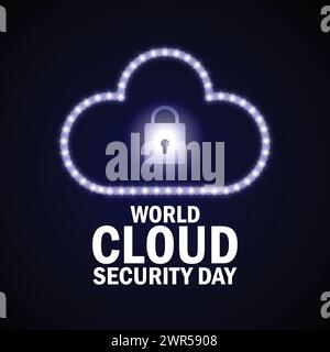 Hintergrundbild zum World Cloud Security Day mit Typografie. World Cloud Security Day, Hintergrund Stock Vektor