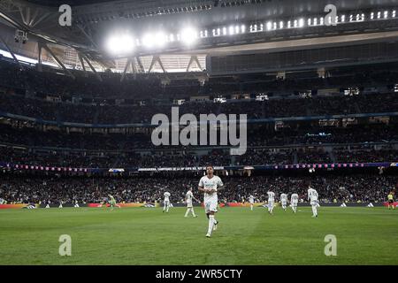 Rodrygo geht gegen Real Madrid CF, das vor dem Fußballspiel in der 28. Woche der La Liga zwischen Real Madrid CF und RC Celta de Vigo im Santiago Bernabeu Stadion zu sehen war. Endergebnis: Real Madrid CF-RC Celta de Vigo 4-0 Stockfoto