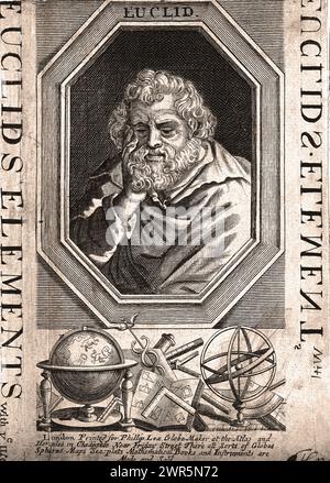 Euclid, um 300 v. Chr., war ein griechischer Mathematiker, der 1700 von Philip Lea graviert wurde Stockfoto