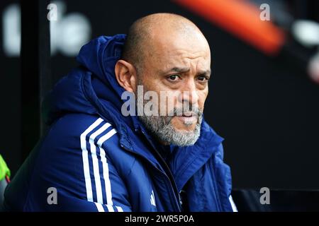 Aktenfoto vom 04.02.2024 des Nottingham Forest Managers Nuno Espirito Santo, der "wir werden kämpfen" schwor, nachdem Nottingham Forest in der Premier League die Befürchtungen des Abstiegs durch die wahrgenommene Ungerechtigkeit der Niederlage am Sonntag 1-0 in Brighton verstärkt wurden. Ausgabedatum: Montag, 11. März 2024. Stockfoto