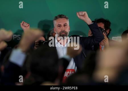 Lisboa, Portugal. März 2024. Lissabon, 10/03/2024 - Wahlabend im Hotel Altis, wo die Sozialistische Partei (PS) die Ergebnisse der Parlamentswahlen 2024 verfolgt.Pedro Nuno Santos (Generalsekretär der Sozialistischen Partei) Credit: Atlantico Press/Alamy Live News Stockfoto