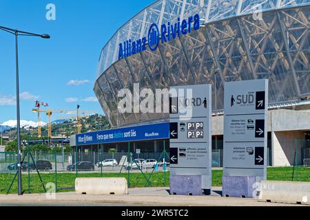 Multifunktionsarena Allianz Rivera in Nizza im Departement Var (Südostfrankreich). Nizza ist Austragungsort der Olympischen Fußballwettbewerbe 2024 Stockfoto