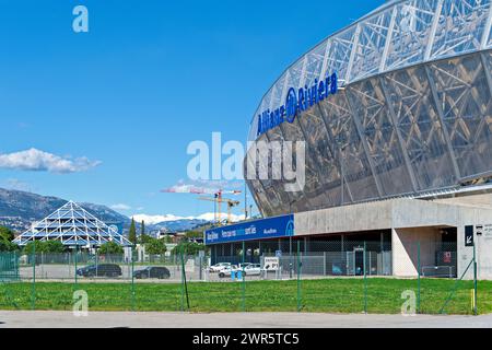 Multifunktionsarena Allianz Rivera in Nizza im Departement Var (Südostfrankreich). Nizza ist Austragungsort der Olympischen Fußballwettbewerbe 2024 Stockfoto