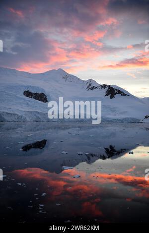 ©PHOTOPQR/VOIX DU NORD/PIERRE ROUANET ; 26/02/2024 ; ANTARKTIS, LE 26/02/2024. Croisiere dite d'Expedition vers le Continent blanc, la peninsule Antarctique (Kontinent austral, Pole Sud, Antarktis, Südpol, Glace, Banquise, Iceberg), au dela du cercle polaire, par l'operateur touristique francais Exploris (membre de l'IAATO tourisme Responsable). Arrivee sur la peninsule Antarctique apres deux jours et demi de haute mer. Neko Harbour, en Terre de Graham. FOTO PIERRE ROUANET LA VOIX DU NORD Feb 2024 sogenannte Expeditionsfahrt auf den weißen Kontinent, die antarktische Halbinsel (südlich Stockfoto