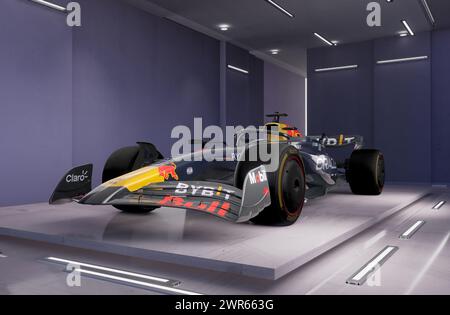 Redbull RB-20: Der RB20-Wagen, den RedBull-Fahrer in der Formel-1-Saison 2024 fahren werden. Stockfoto