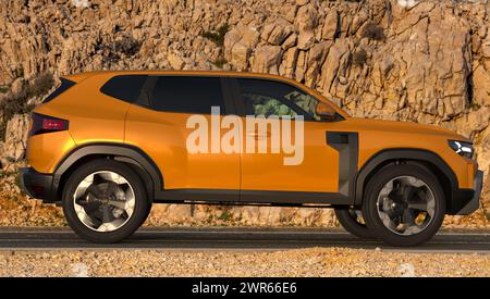 Der Neue Dacia Duster. Hit kompakter SUVs, die für die Serienproduktion bereit sind Stockfoto