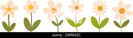 Einfache abstrakte handgezeichnete Blumen. Frühlingsmuster mit Blumenmuster. Abbildung des Vektormaterials Stock Vektor